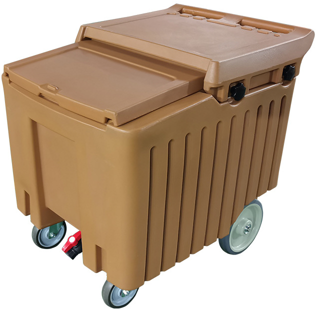 125L Rotomolded Portable Mobile Insulated Ice Storage Bin With Wheels